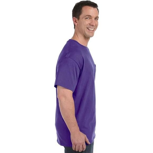 Hanes TAGLESS Pocket T-Shirt,Sand,Small - Picture 4 of 4